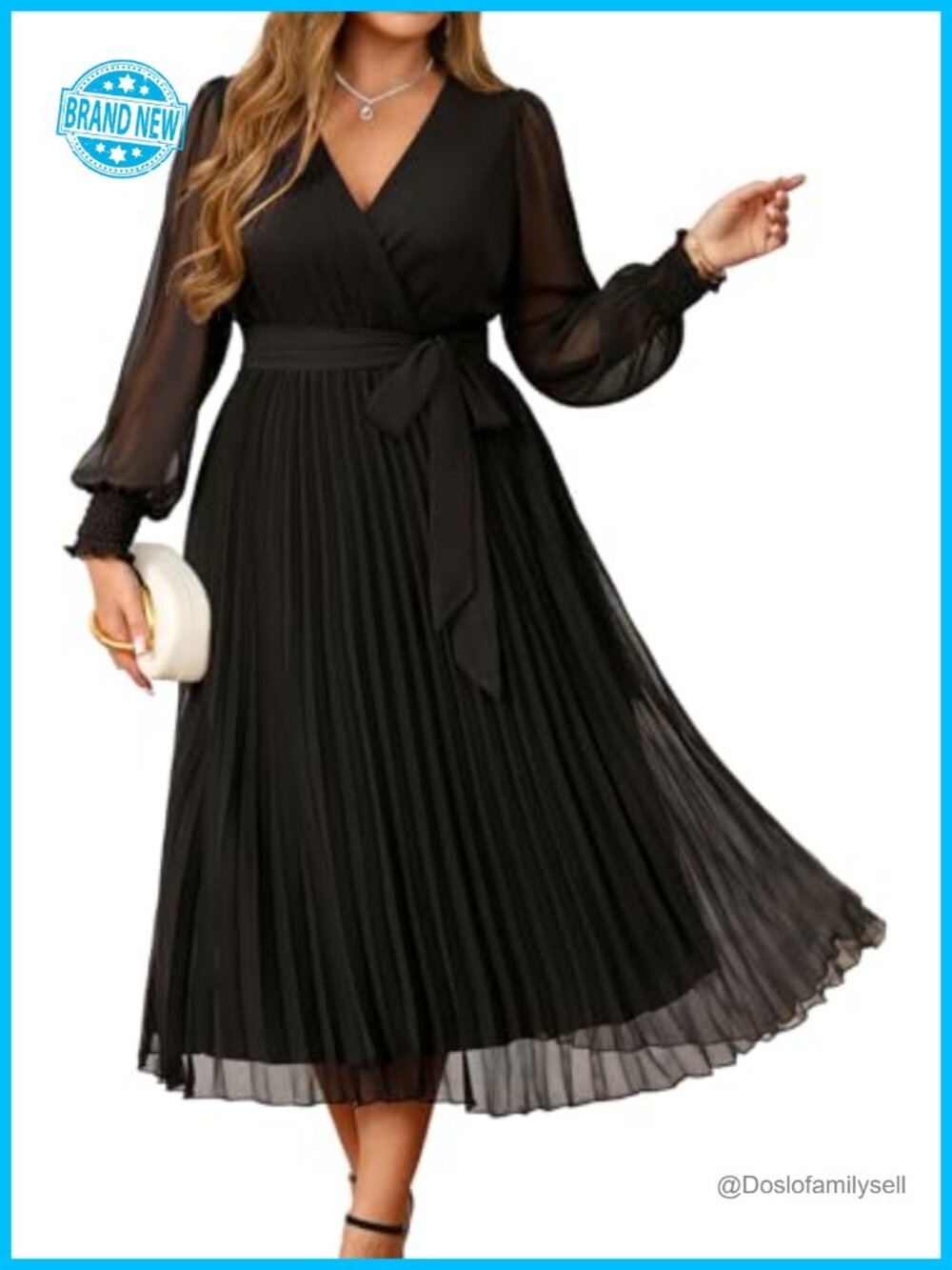 Plus Size Chiffon Midi Dress Formal Wedding Guest Cocktail